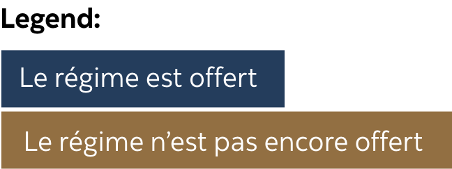 Légende : Le Régime est offert Le Régime n’est pas encore offert